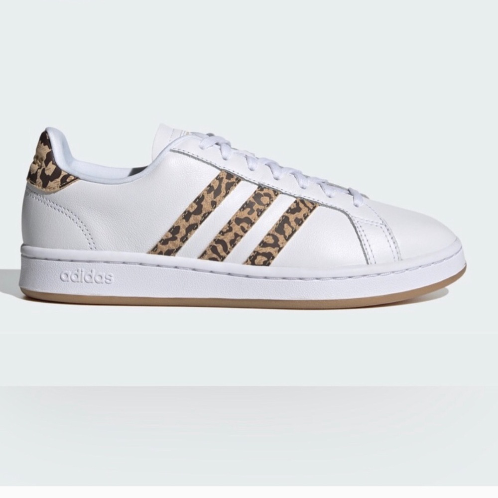 Adidas Women's White and Leopard Sneakers